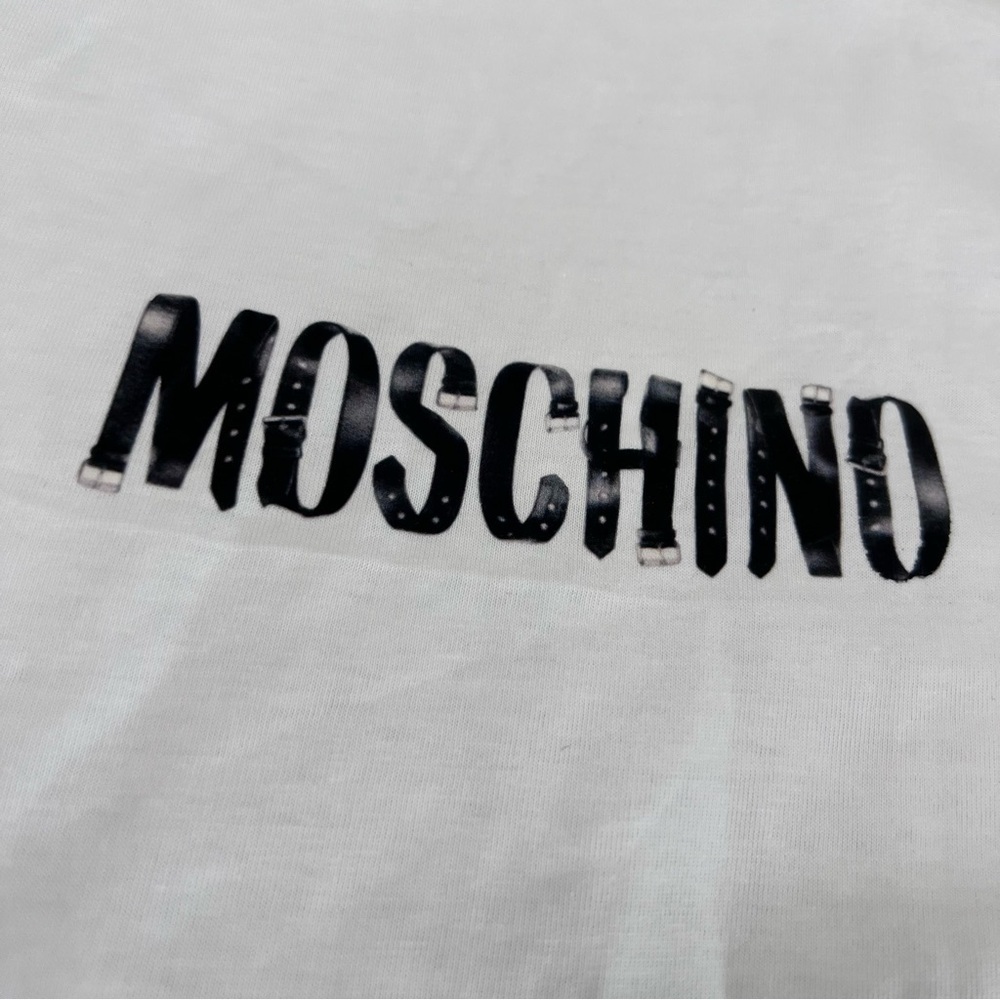 Moschino Couture Shirt Men Medium (IT 48) White Short Sleeve Logo Cotton B17 - Picture 2 of 7